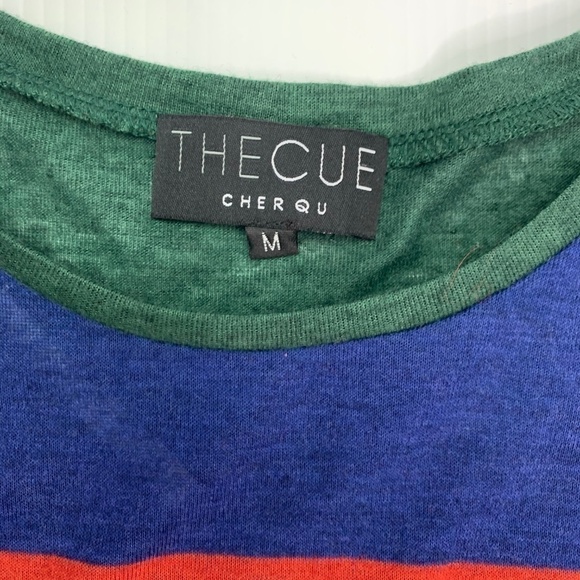 The Cue by Cher Qu Sweater Medium Pullover Crewneck Stripes Cotton Blend - Picture 2 of 8